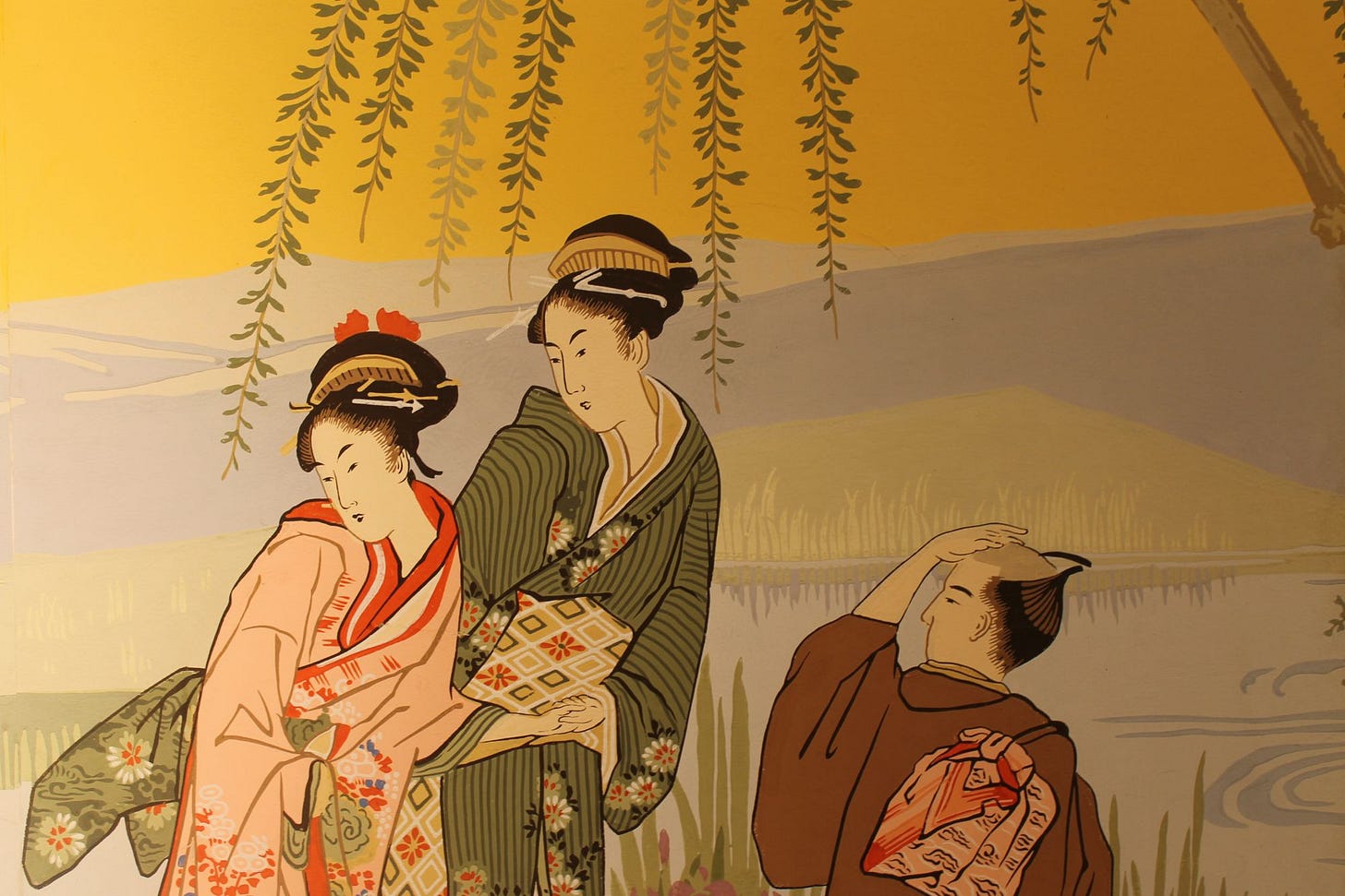 Zuber Art Nouveau French Scenic Wallpaper Panels The Japanese Garden  Landscape Scene early 20th century