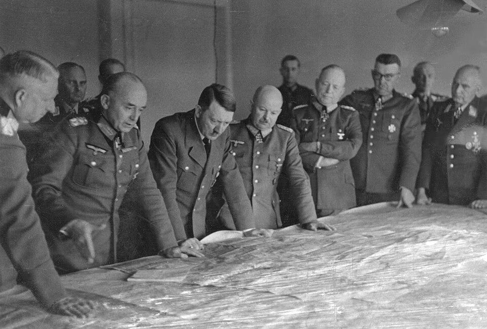 File:Adolf Hitler during a conference with officers on the Eastern Front.jpg