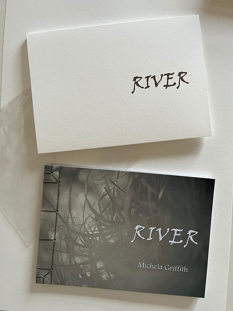 River, a handmade stab bound artists book and slipcase by Michela Griffith