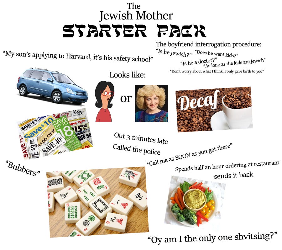 r/starterpacks - The Jewish Mother Starter Pack
