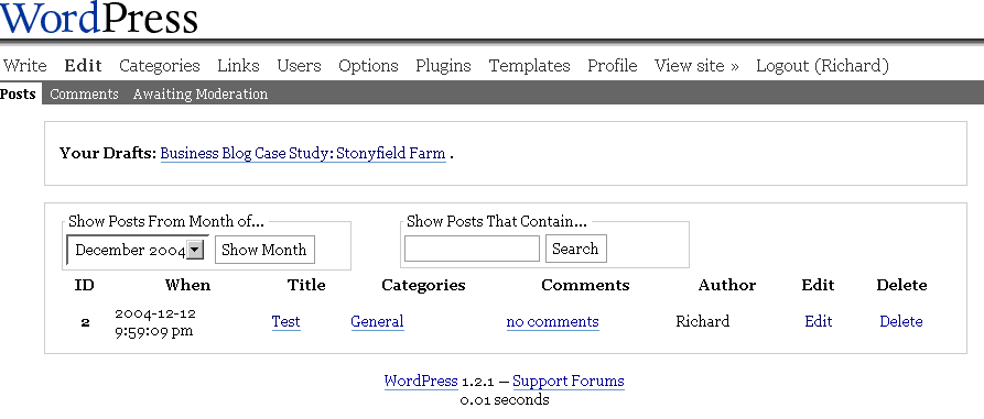 WordPress in 2004