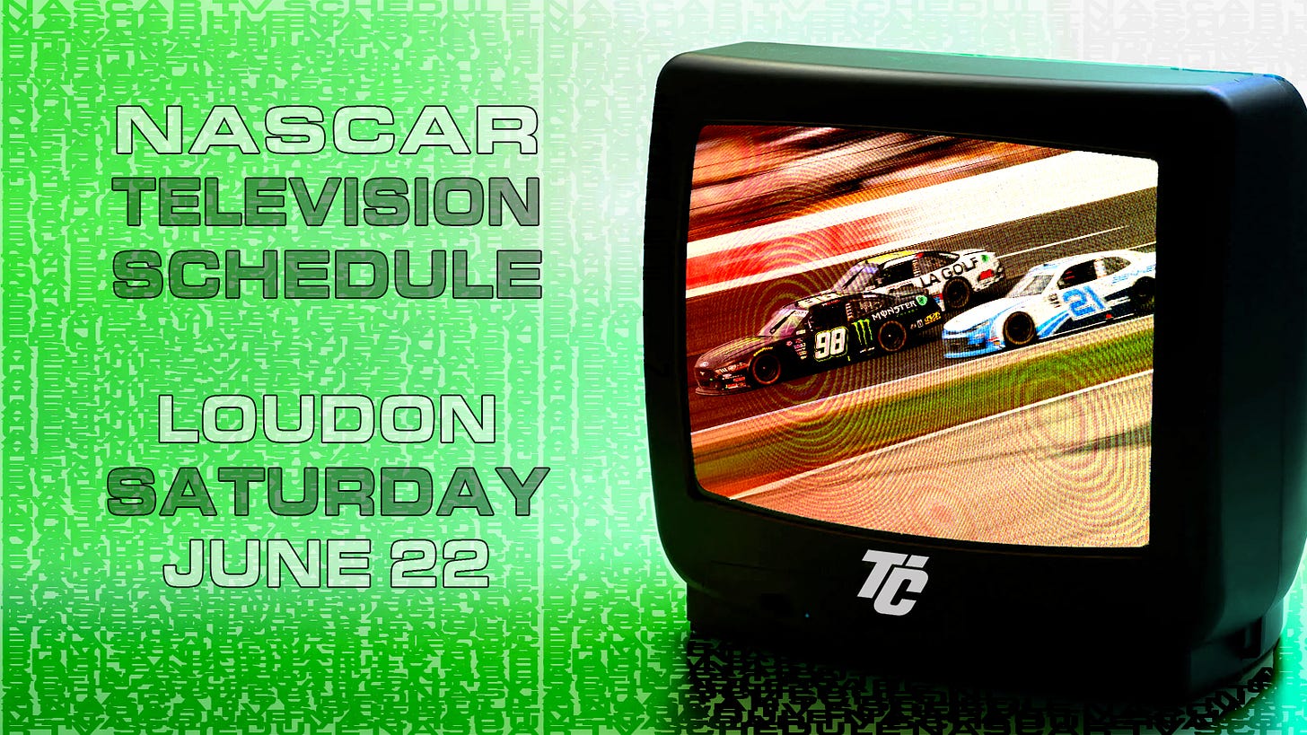 NASCAR TV Schedule Saturday June 22 2024 SciAps 200 NASCAR Xfinity Series New Hampshire Motor Speedway NASCAR Cup Series USA Today 301 practice and qualifying