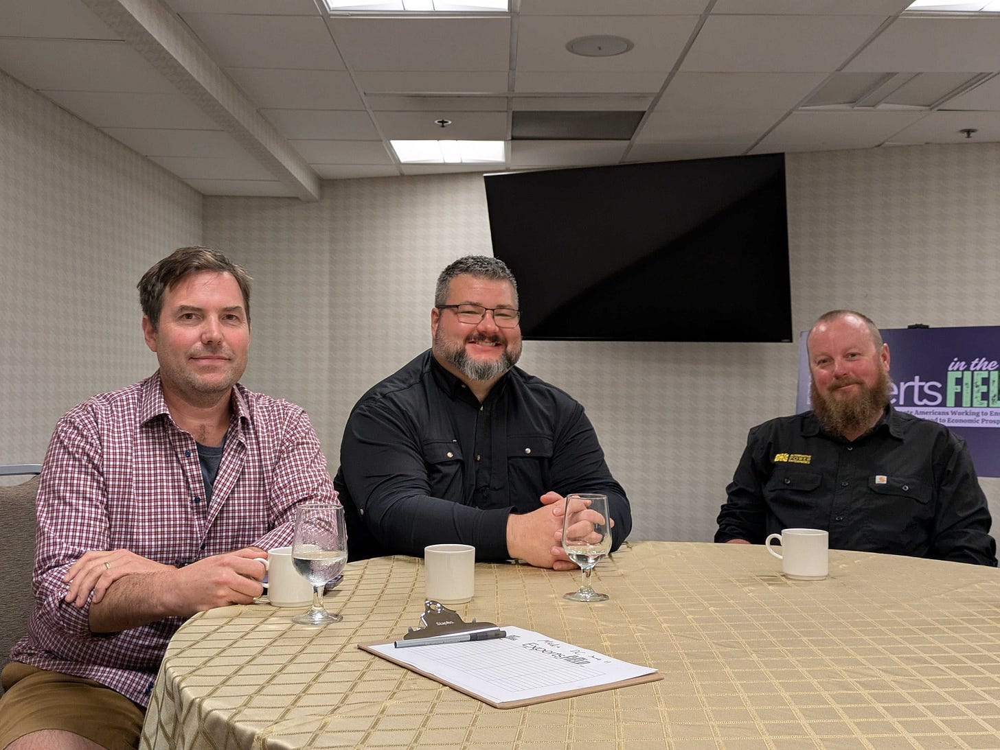 From left to right, Chase Christie, development director for Alaska Solar LLC, Josh Craft, managing partner of Wasilla, Alaska-based Crafty Energy LLC, and Josh Shipley, owner of Alternative Power Enterprises in Ridgeway, Colorado, at the Holiday Inn Express on C Street SW in Washington, D.C., on Wednesday, June 11, 2025, after meeting with U.S. senators about preserving clean energy tax credits in the Republican budget reconciliation bill. (Ashley Murray/States Newsroom) From left to right, Chase Christie, development director for Alaska Solar LLC, Josh Craft, managing partner of Wasilla, Alaska-based Crafty Energy LLC, and Josh Shipley, owner of Alternative Power Enterprises in Ridgeway, Colorado, at the Holiday Inn Express on C Street SW in Washington, D.C., on Wednesday, June 11, 2025, after meeting with U.S. senators about preserving clean energy tax credits in the Republican budget reconciliation bill. (Ashley Murray/States Newsroom)