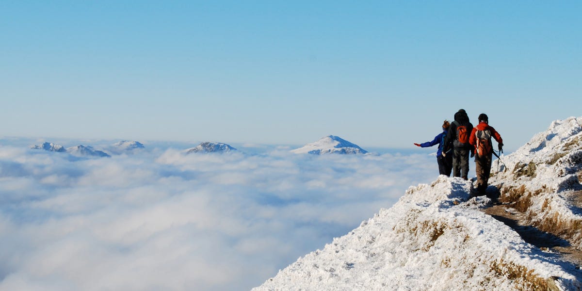 Above the clouds on Ben Lomond, looking north into the Highlands