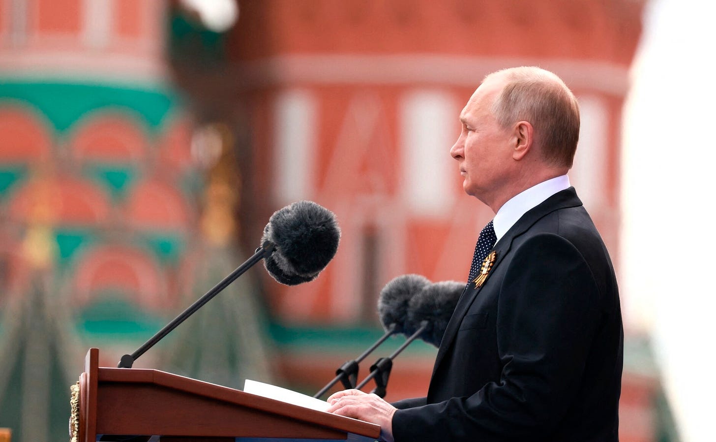 Vladimir Putin gives his speech at Victory Parade on Red Square