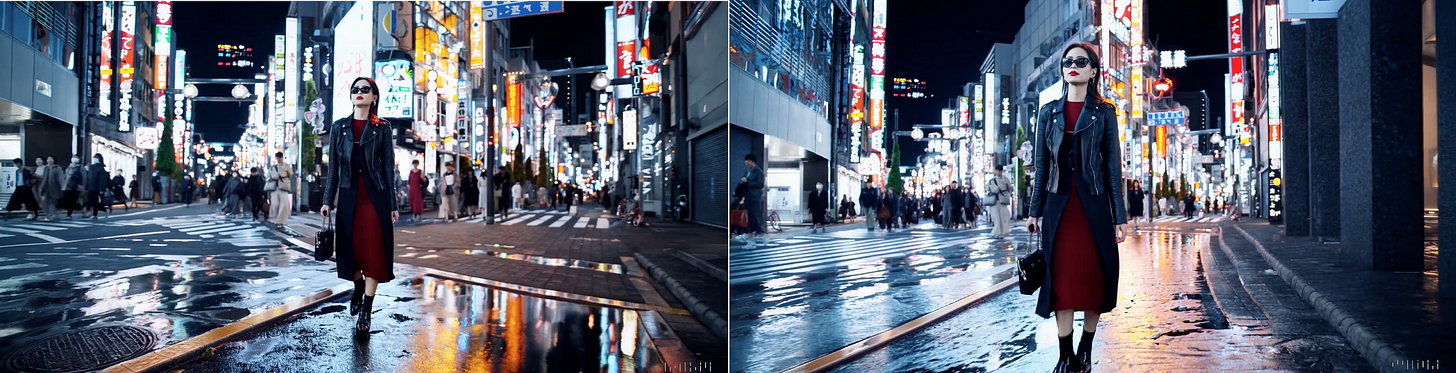 Woman in Tokio, two scenes.