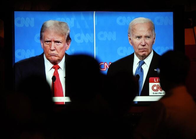 US presidential debate: Faltering Biden and forceful Trump clash in presidential  debate