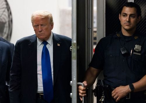 Former President Donald Trump returns to court as the jury reaches a verdict in his hush money trial at Manhattan Criminal Court on May 30 in New York City.