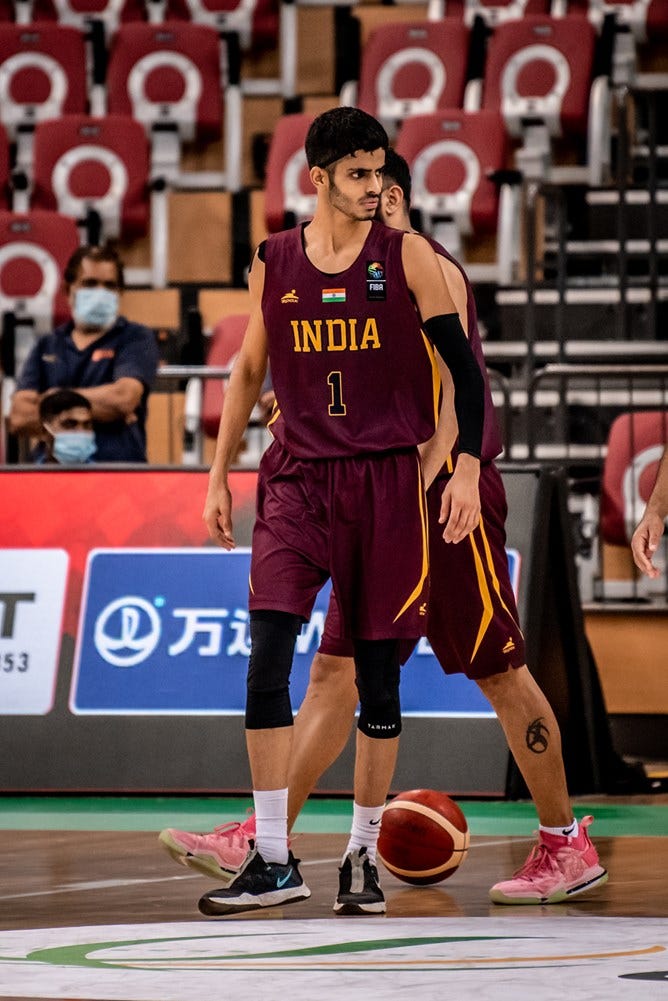 Sahaij Sekhon India vs Palestine 2021 FIBA Asia Cup Qualifiers