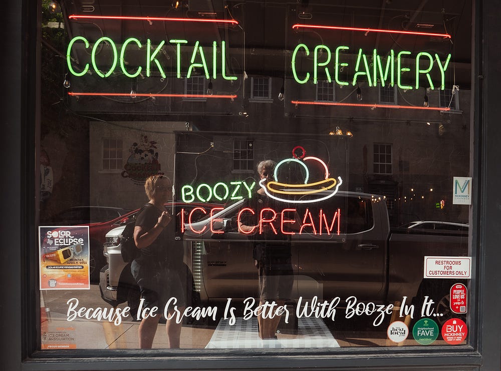 mckinney texas booze ice cream shop