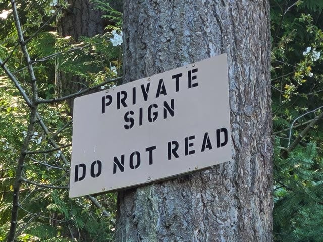 Private sign. Do not read.