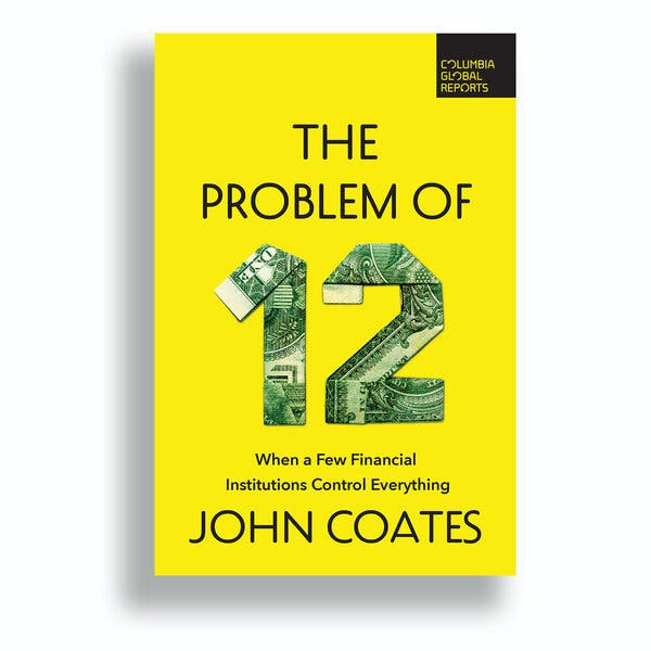 The cover of “The Problem of Twelve” shows the numerals 1 and 2 made of folded dollar bills against a solid yellow background.