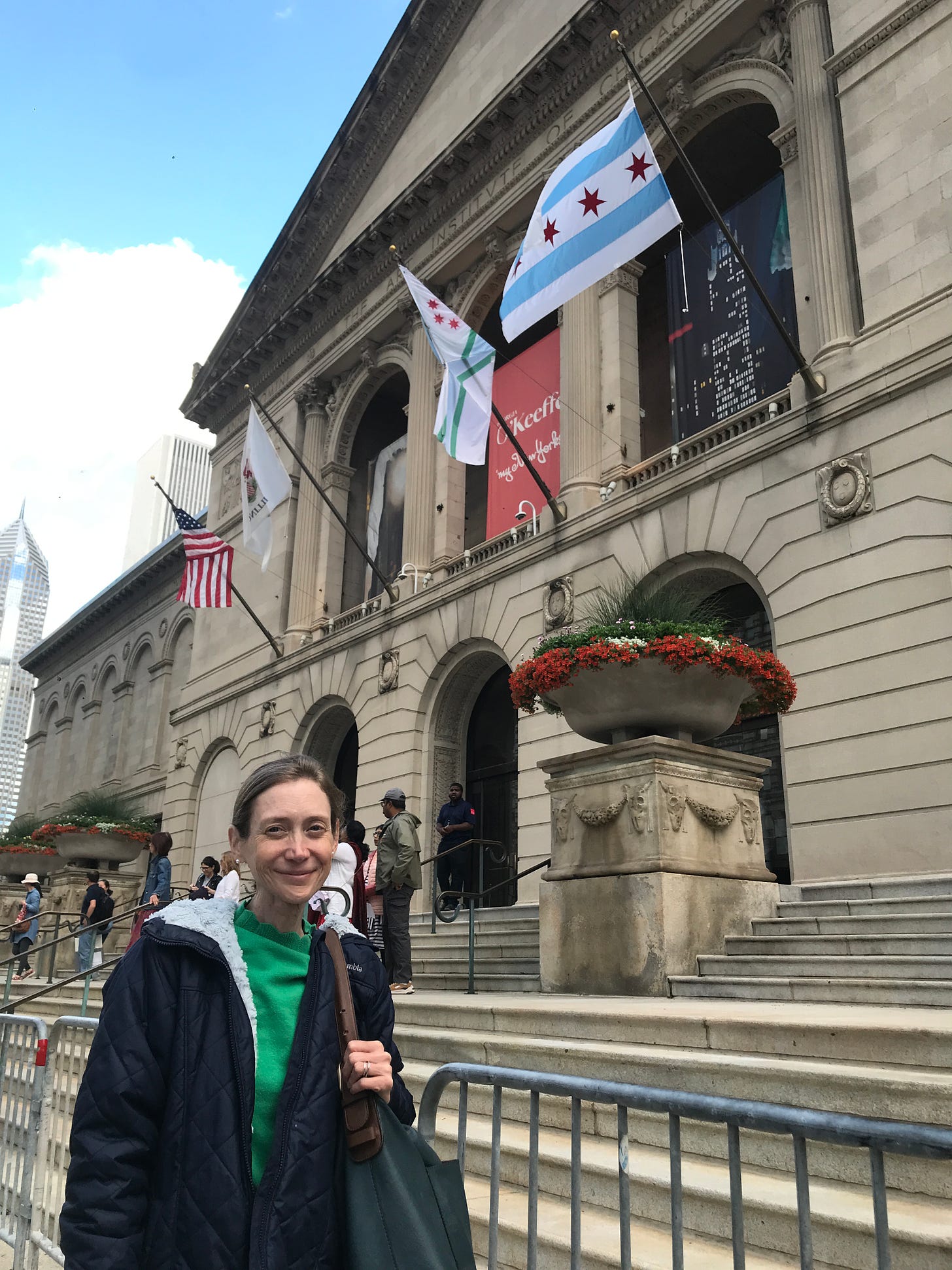 Author in front of the Art Institute of Chicago