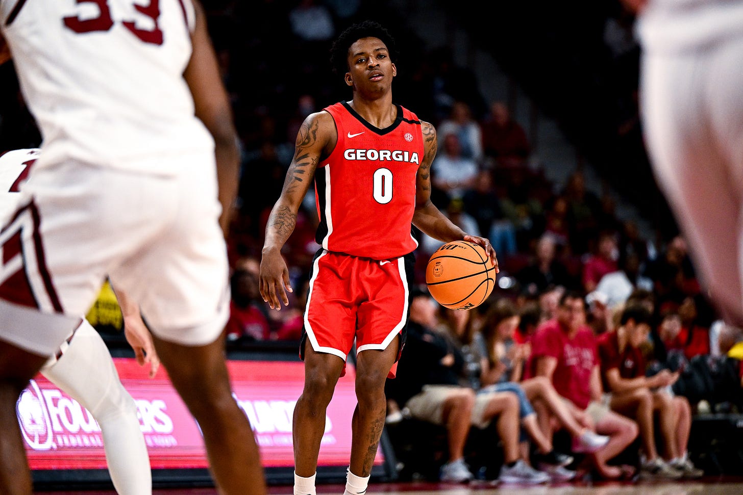 Georgia guard Terry Roberts (0) during a game against South Carolina at Colonial Life Arena in Columbia, S.C., on Saturday, Mar. 4, 2023. (photo by Rob Davis) Georgia guard Terry Roberts (0) during a game against South Carolina at Colonial Life Arena in Columbia, S.C., on Saturday, Mar. 4, 2023. (photo by Rob Davis)