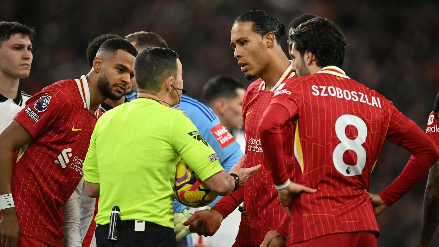 Virgil van Dijk takes aim at 'nervous' referee after Andy Robertson is sent  off and Liverpool drop points in feisty Fulham clash | Goal.com UK