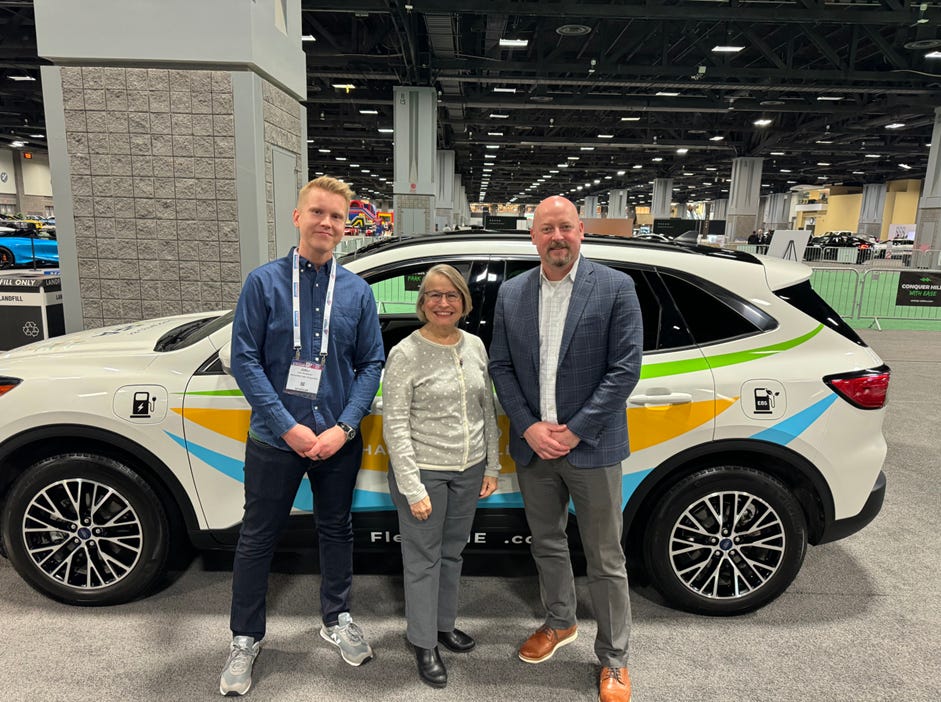 Picture 1; StepOne Tech's Industry Relations Manager Juha Honkasalo, Congress woman Marianette Miller-Meeks and RFA's President & CEO Geoff Cooper at Washington Autoshow with the project vehicle.