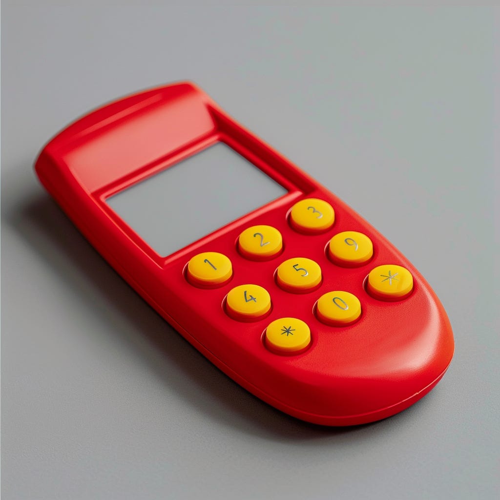 Red phone with yellow buttons
