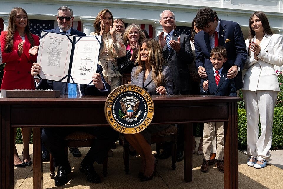 File:President Donald Trump and First Lady Melania Trump participate in a bill signing ceremony for the Take it Down Act (54539769551).jpg File:President Donald Trump and First Lady Melania Trump participate in a bill signing ceremony for the Take it Down Act (54539769551).jpg