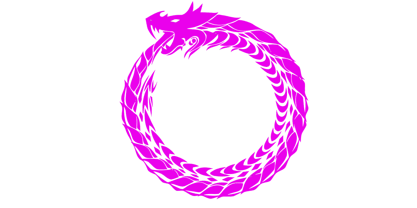 An ouroboros--a snake eating its own tail