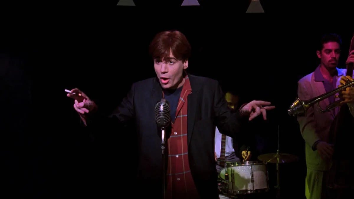 Mike Myers performing beat poetry
