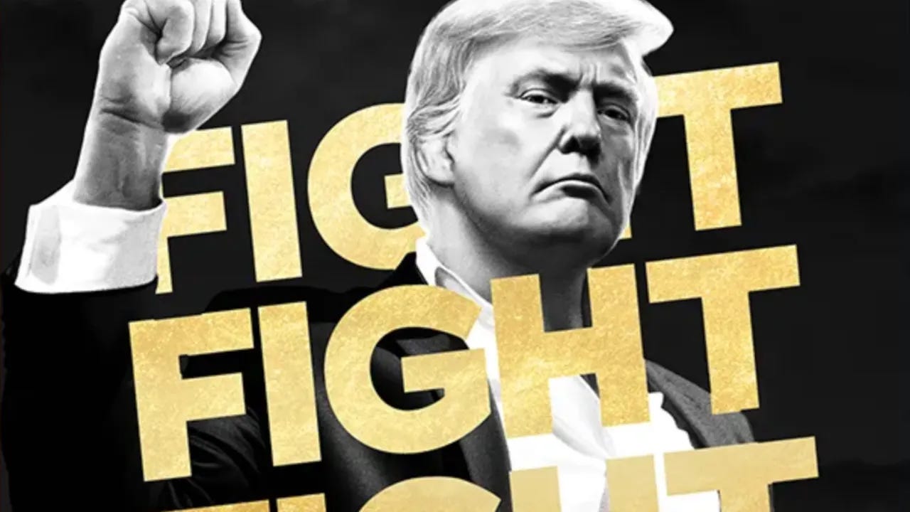 Donald Trump has an official meme coin now. Image: GetTrumpMemesImage of Donald Trump with the words “FIGHT FIGHT FIGHT,” associated with his $TRUMP meme coin launch campaign.