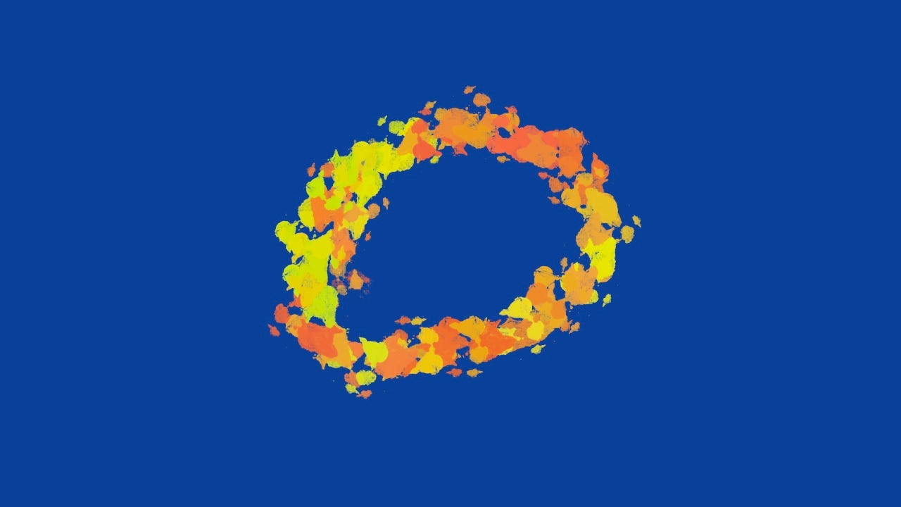 Brigh orange circle on a blue background