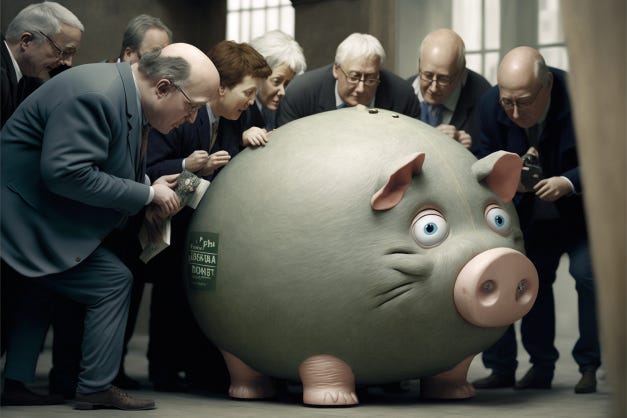 politicians robbing a piggy bank