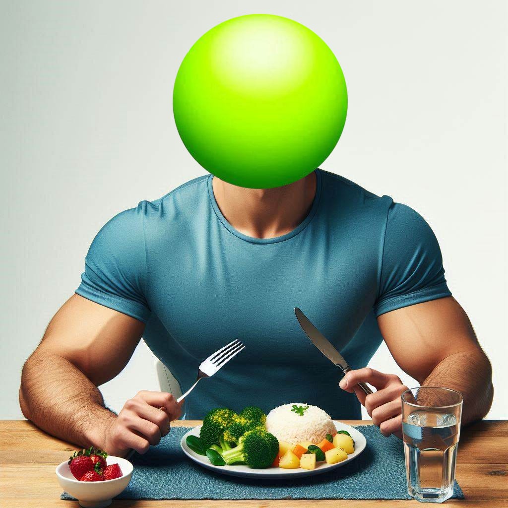 man eating vegan meal