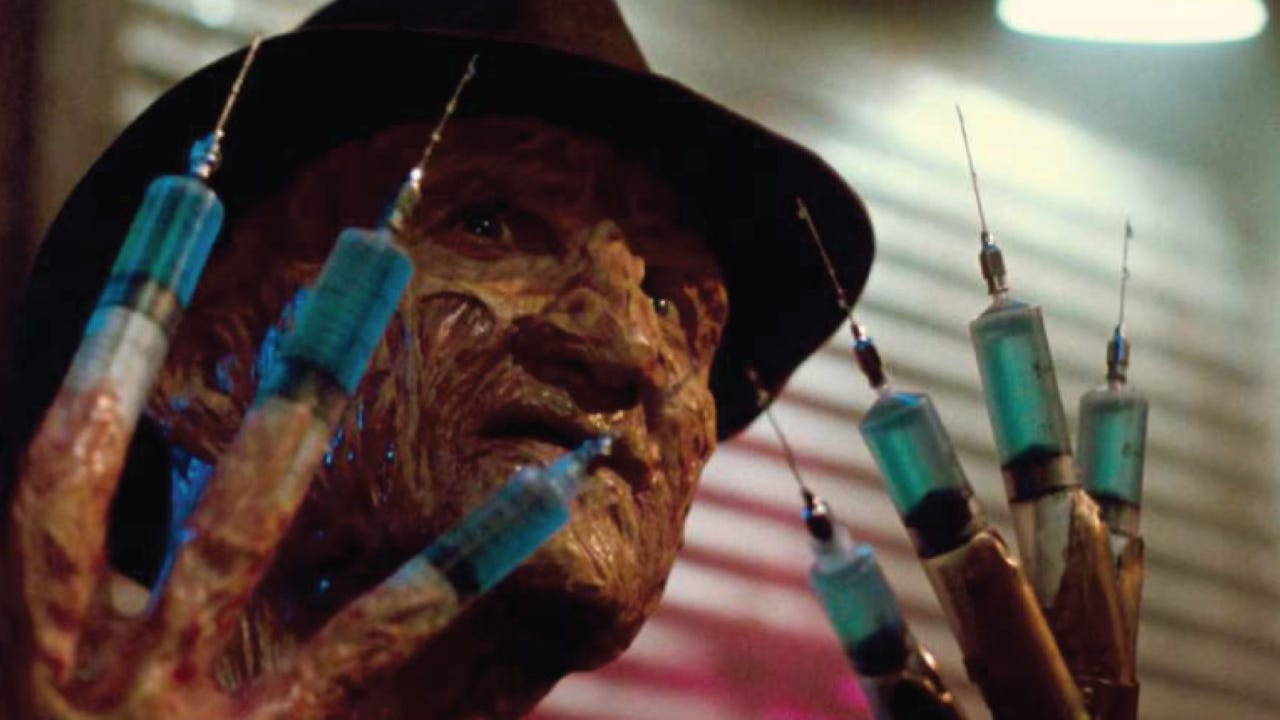 Robert Englund at Freddy Krueger in A Nightmare on Elm Street 3: Dream Warriors