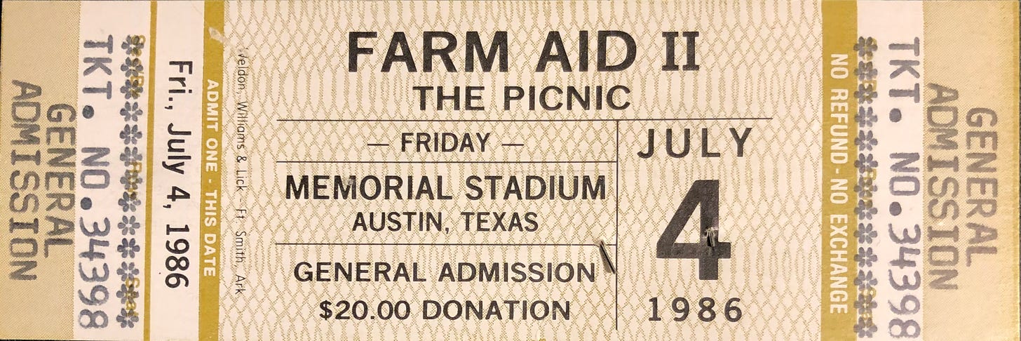 Copy of 1986 Farm Aid II Ticket