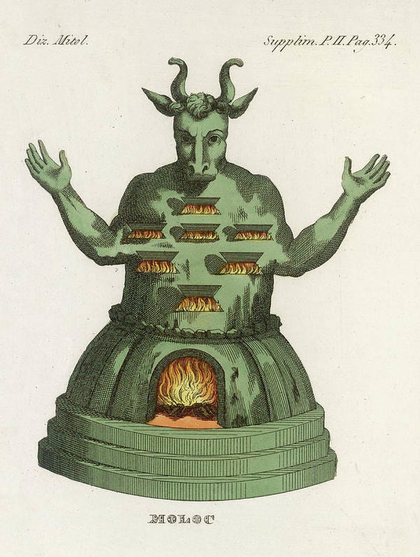 Moloch The Phoenician Deity To Whom Art Print by Mary Evans Picture Library  - Pixels