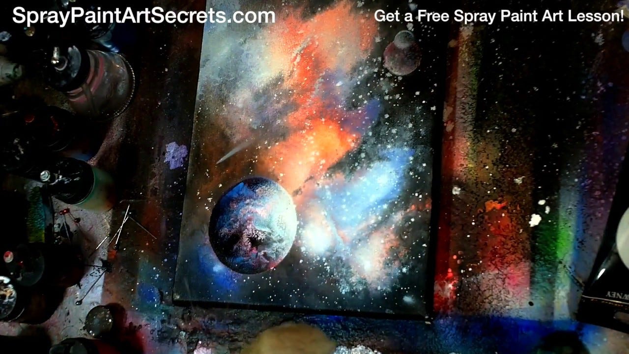how to airbrush planets and galaxies with a quick change airbrush - YouTube