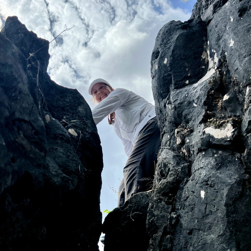 Climbing the cliff