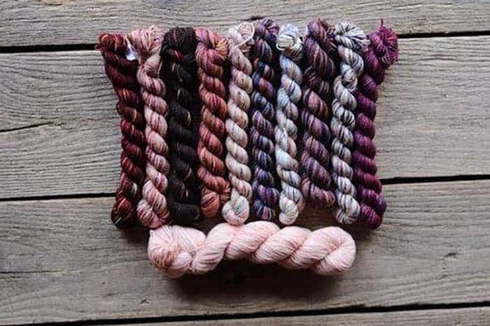 Koigu Scarlotto Kentia Wrap Kit - Purples, Reds, Pinks and main color of pale pink