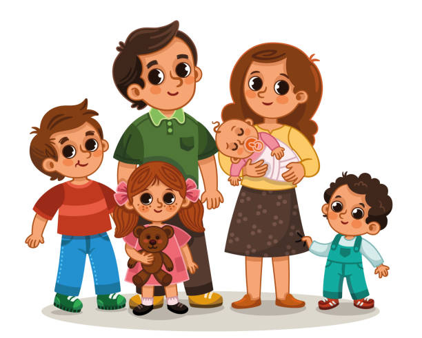 40+ Mom With 4 Kids Stock Illustrations, Royalty-Free Vector Graphics &  Clip Art - iStock | Mom with kids, Busy mom