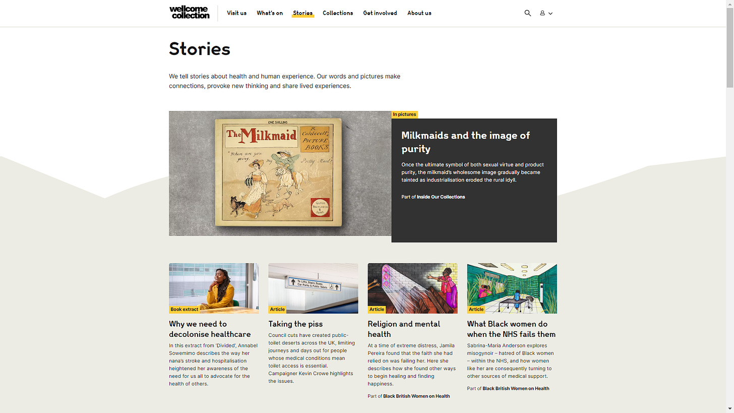 Screenshot of Wellcome Collection’s Stories