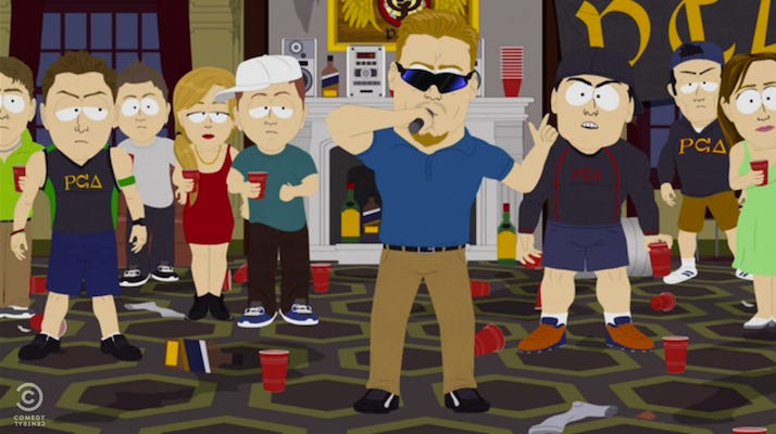 Watch South Park's Newest Parody Of Fraternities And Social Justice  Warriors - The Total Frat Move Archive