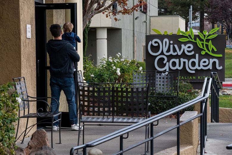 Darden operates Olive Garden, among other restaurants.