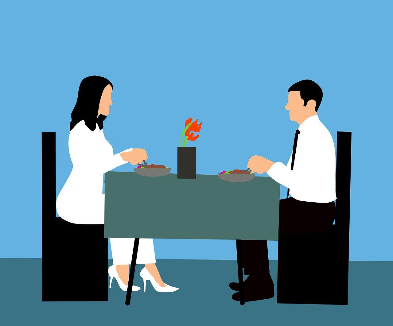 Free couple restaurant conversation illustration
