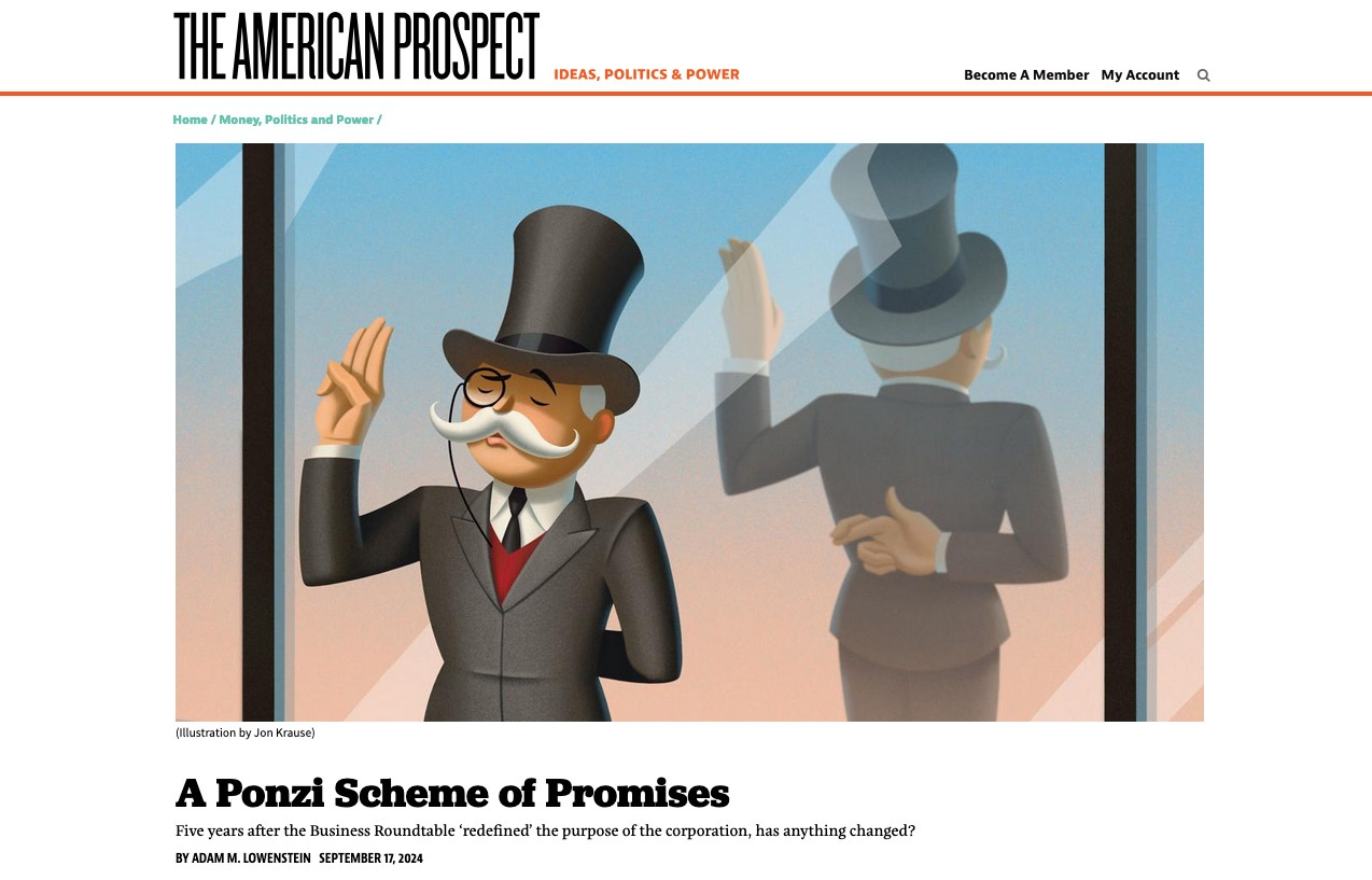 A screenshot of the story on the website of The American Prospect.