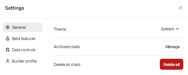 Archived Chats within ChatGPT Settings menu