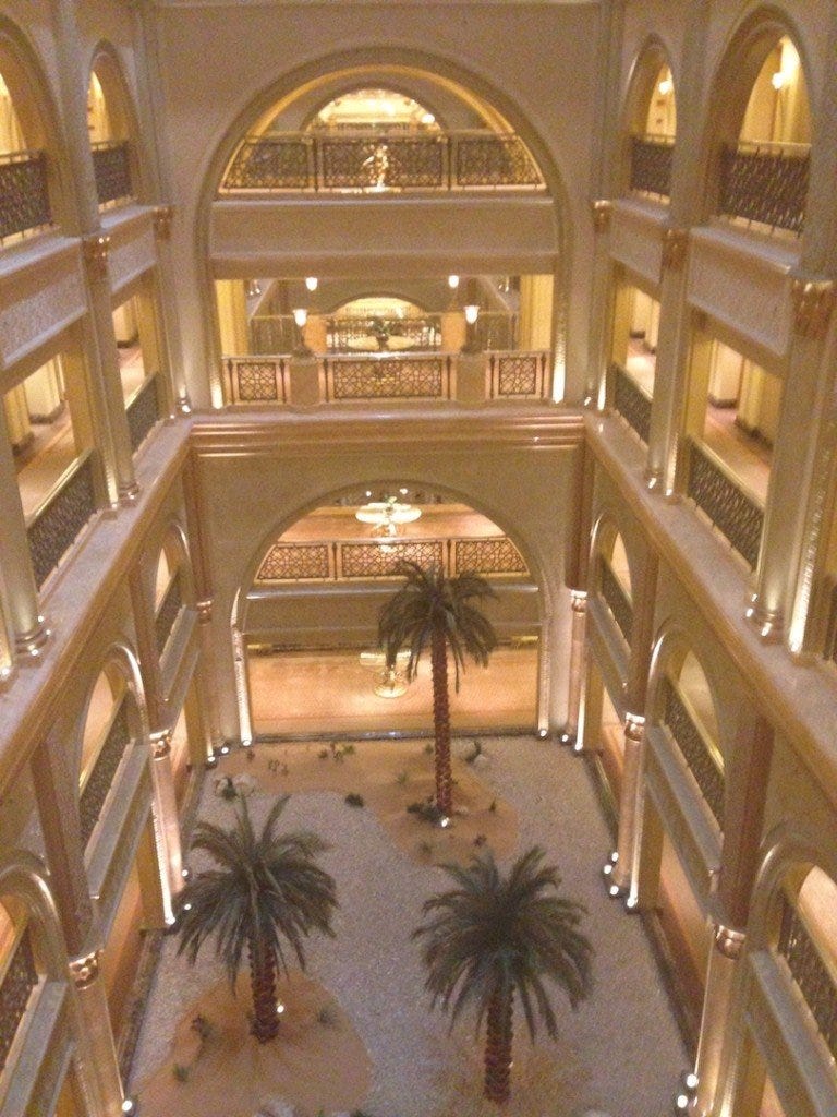 One of the grand internal atriums in the residential wings