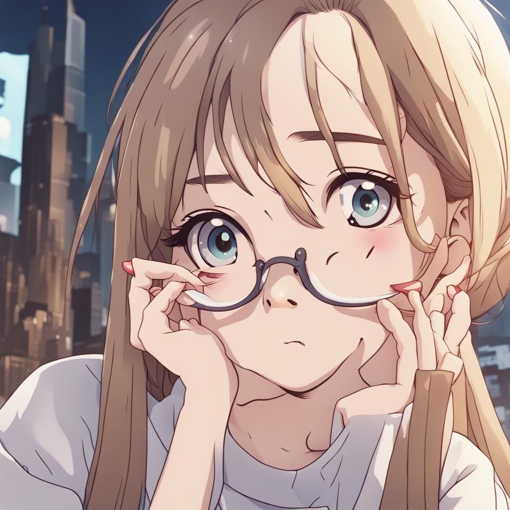cute girl using her senses for perceiving the world anime style