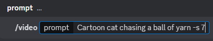 Morph Studio Discord prompt for "Cartoon cat chasing a ball of yarn"
