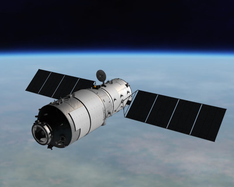 Rappresentazione artistica della stazione spaziale cinese Tiangong-1. Credit: China Manned Space Agency. 