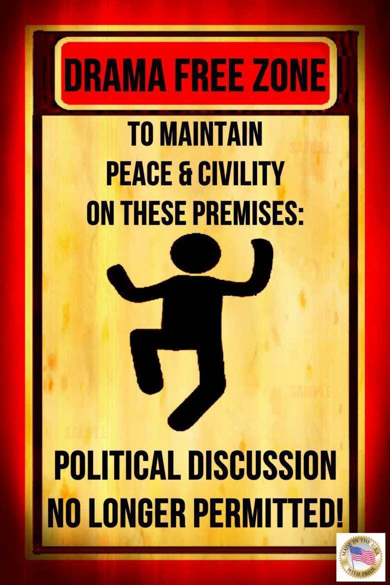 NO POLITICAL DISCUSSION! 8"X12" METAL SIGN! MADE IN USA! MAN CAVE OFFICE  HUMOR | eBay