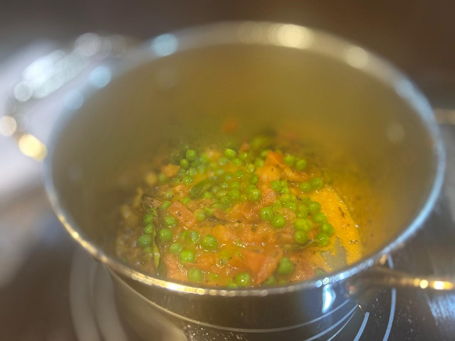 Aloo Matar in process