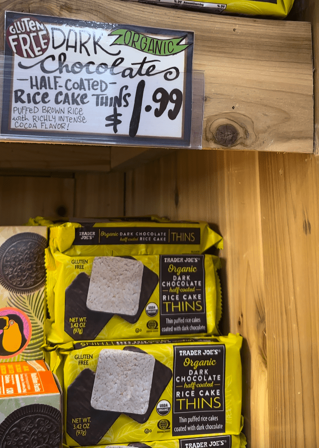 dark chocolate rice cakes  at trader joes