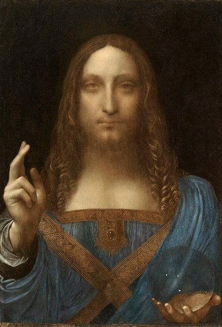 La peinture Salvator Mundi, attribuée à Leonard de Vinci La peinture Salvator Mundi, attribuée à Leonard de Vinci