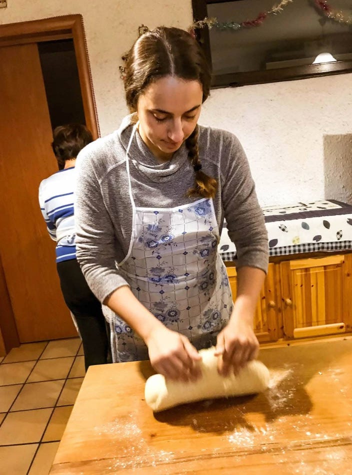 kneading dough for pane carasau